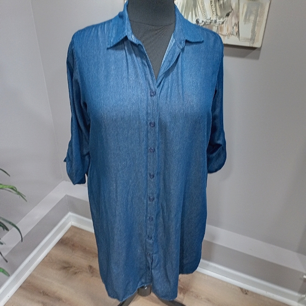 Plus Size Audrey Lane Dark Wash Denim Tunic Top